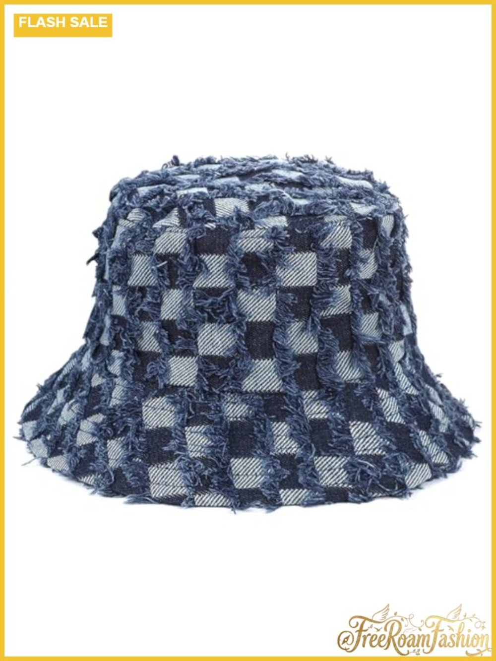 Washed Cotton Bucket Hat Checkerboard Fishermen Sun Hat